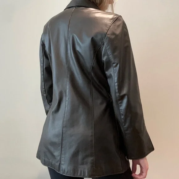 VINTAGE DARK BROWN LEATHER BLAZER/JACKET